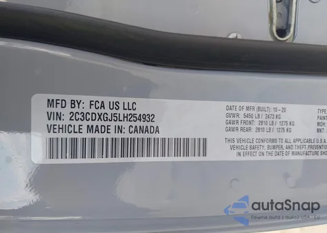 2020 Dodge Charger Scat Pack Rwd from USA, damaged, VIN 2C3CDXGJ5LH254932